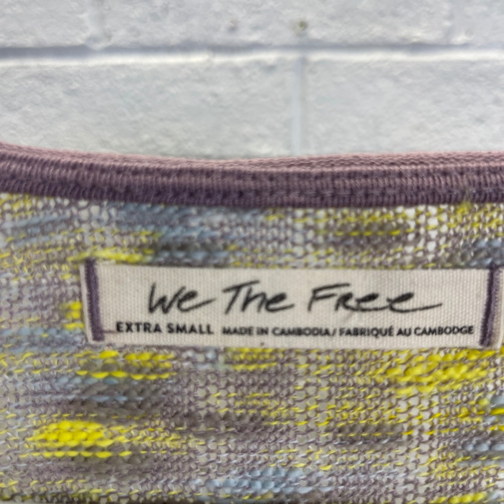 Free People We the Free Waffle Knit Thermal Top Womens XS Sea Combo Boho Grunge - Picture 6 of 9